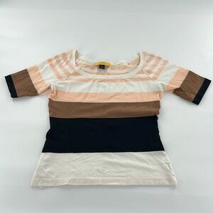 St. John women’s blouse Striped 3/4 Sleeve Top neutral career casual‎ small